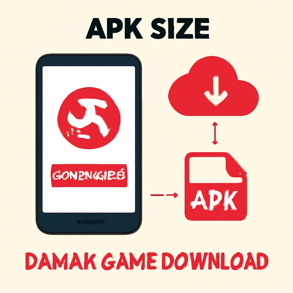 Illustration explaining APK Size for Daman Game Download.