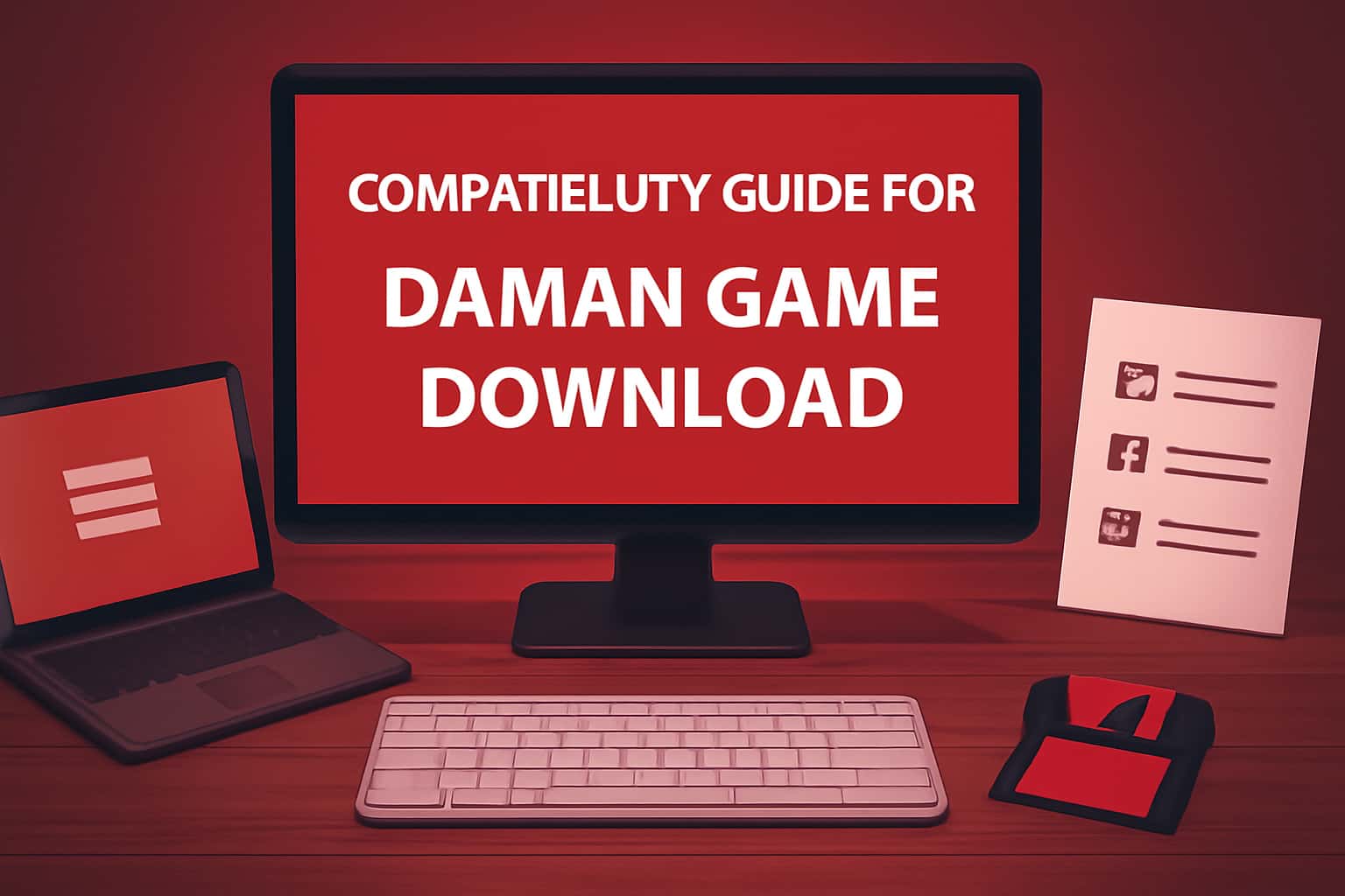 A high-tech scene showcasing the Compatibility Guide for Daman Game Download.