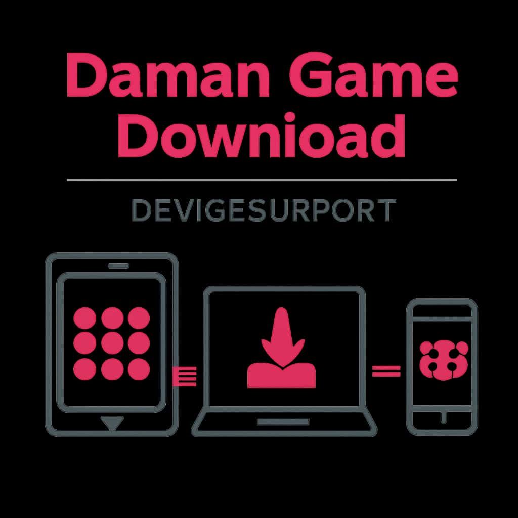 An illustration showing device compatibility for Daman Game Download.