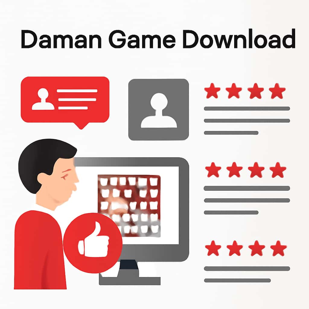 An illustration summarizing user reviews for Daman Game Download.