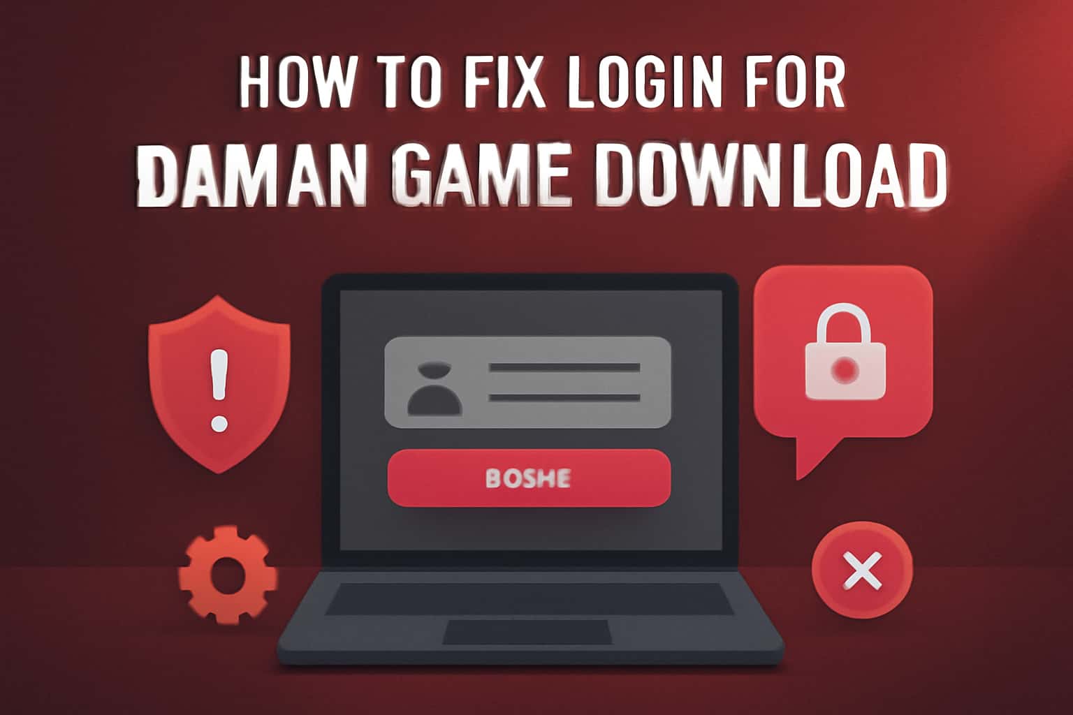 Informational graphic displaying the title 'How to Fix Login for Daman Game Download' with a technology theme.