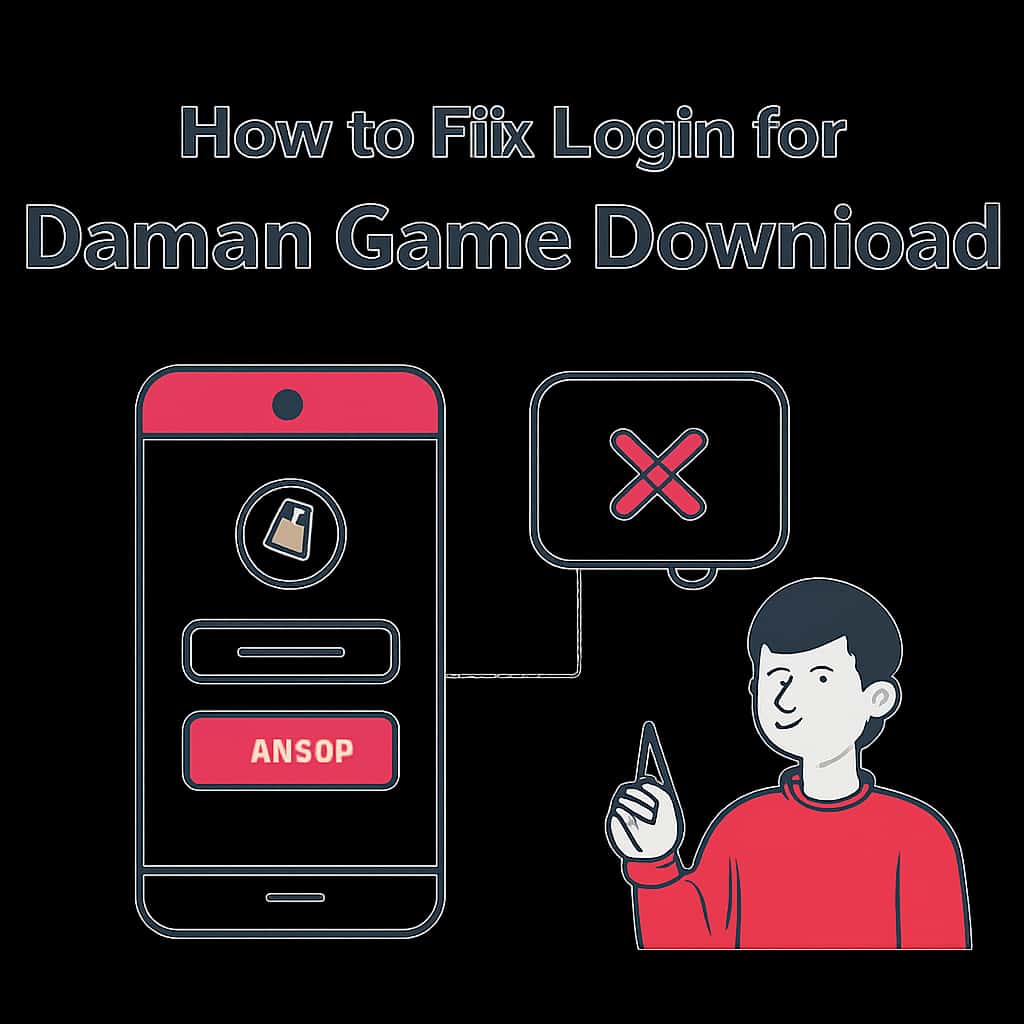 Diagram illustrating steps to troubleshoot login issues for Daman Game Download.