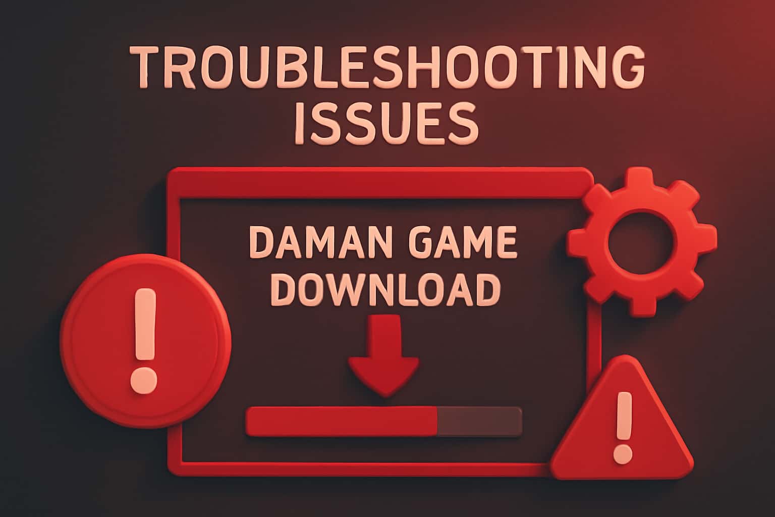 An informative scene depicting troubleshooting steps for Daman Game Download with clear textual representation.