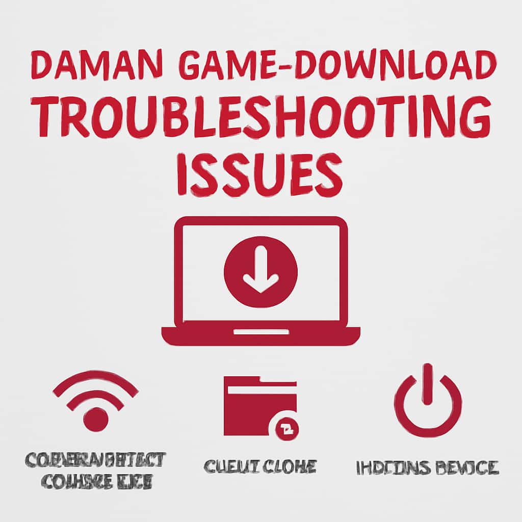 An educational illustration outlining Daman Game Download troubleshooting steps.